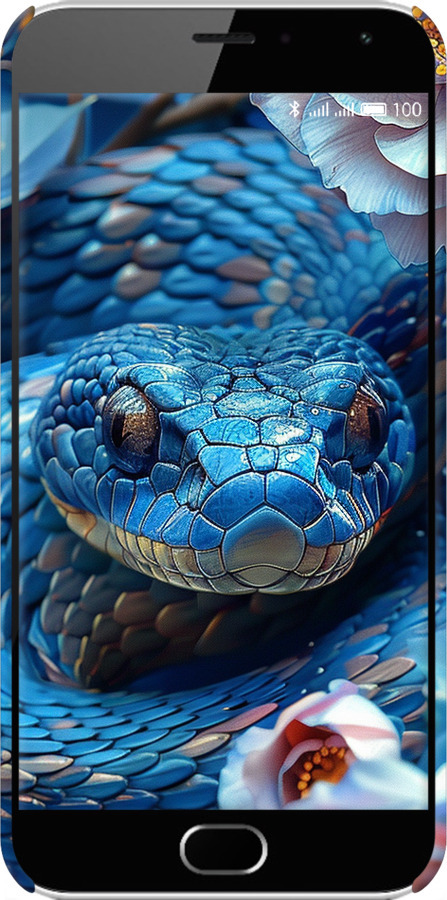 3D пластиковый глянцевый чехол Blue Snake для Meizu M2 - 6079c-185 изображение 