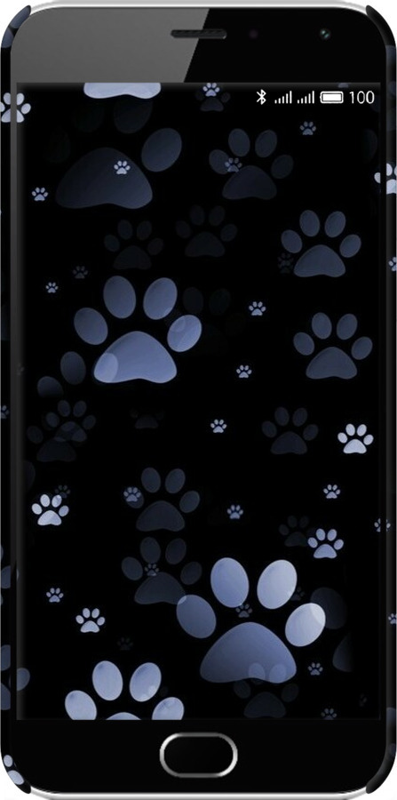 3D пластиковый глянцевый чехол С синими отпечатками лап для Meizu M2 - 6441c-185 изображение 