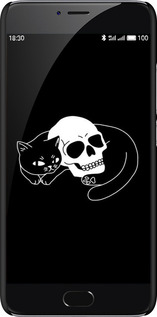 3D пластиковий матовий чехол Із зображенням кота та черепа для Meizu M3 Note - 6491m-256 изображение 