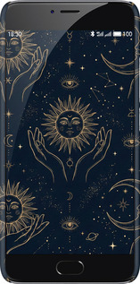 3D пластиковый матовый чехол Celestial Harmony: Sun & Moon Gold Mystic Pattern для Meizu M3 Note - 6778m-256 изображение 