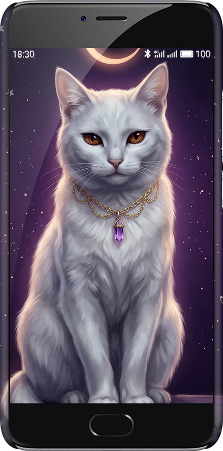 3D пластиковий матовий чехол Mystic White Cat Gothic Dark Purple Gold для Meizu M3 Note - 6805m-256 изображение 