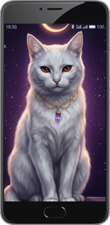 2D пластиковый чехол Mystic White Cat Gothic Dark Purple Gold для Meizu M3 Note - 6805t-256 изображение 