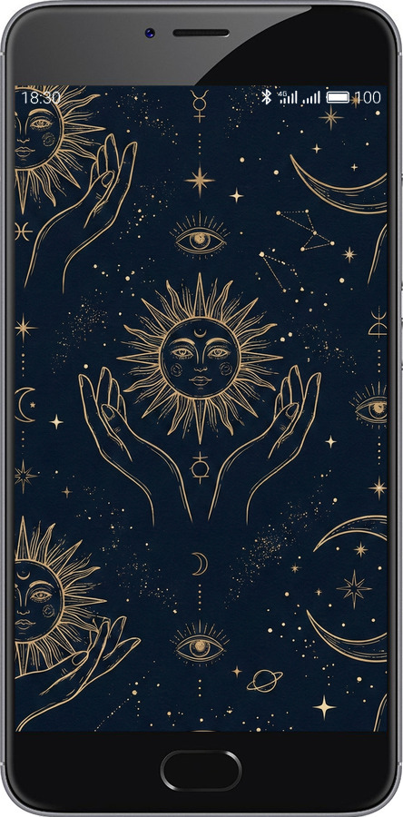 2D пластиковый чехол Celestial Harmony: Sun & Moon Gold Mystic Pattern для Meizu M3 Note - 6778t-256 изображение 