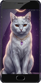 3D пластиковий матовий чехол Mystic White Cat Gothic Dark Purple Gold для Meizu M3 - 6805m-272 изображение 