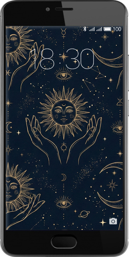 2D пластиковый чехол Celestial Harmony: Sun & Moon Gold Mystic Pattern для Meizu M3s - 6778t-943 изображение 