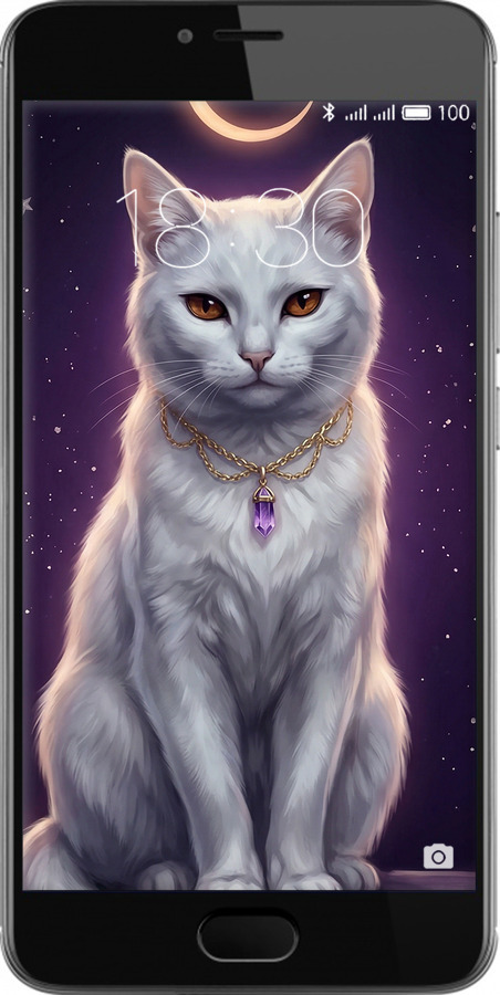 2D пластиковий чехол Mystic White Cat Gothic Dark Purple Gold для Meizu M3 - 6805t-272 изображение 