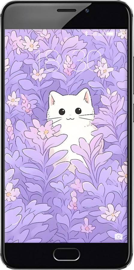 Силіконовий чехол Котик в цветах для Meizu M3e - 6390u-607 изображение 