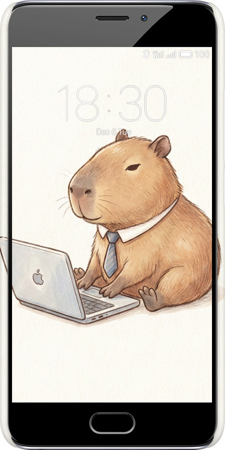 3D пластиковый матовый чехол Funny Capybara CEO Working для Meizu M5 Note - 6777m-447 изображение 