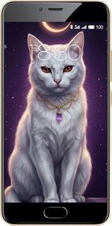 Силіконовий чехол Mystic White Cat Gothic Dark Purple Gold для Meizu M5 - 6805u-420 изображение 