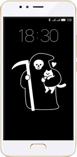 Силиконовый чехол Минималистичный арт: смерть и кошка для Meizu M5s - 6529u-776 изображение 