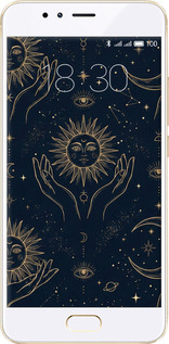 Силіконовий чехол Celestial Harmony: Sun & Moon Gold Mystic Pattern для Meizu M5s - 6778u-776 изображение 