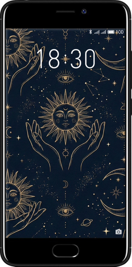 2D пластиковий чехол Celestial Harmony: Sun & Moon Gold Mystic Pattern для Meizu M6 - 6778t-1349 изображение 