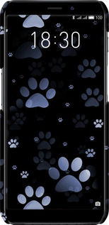 3D пластиковий матовий чехол З синіми відбитками лап для Meizu M6s - 6441m-1364 изображение 
