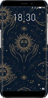 3D пластиковый матовый чехол Celestial Harmony: Sun & Moon Gold Mystic Pattern для Meizu M6s - 6778m-1364 изображение 