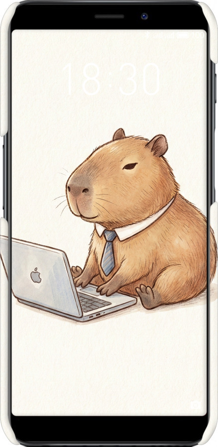 3D пластиковый матовый чехол Funny Capybara CEO Working для Meizu M6s - 6777m-1364 изображение 