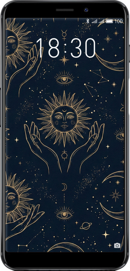 Силіконовий чехол Celestial Harmony: Sun & Moon Gold Mystic Pattern для Meizu M6s - 6778u-1364 изображение 