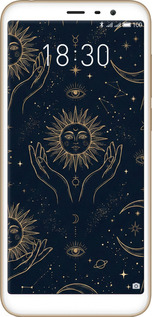 Силиконовый чехол Celestial Harmony: Sun & Moon Gold Mystic Pattern для Meizu M6T - 6778u-1536 изображение 