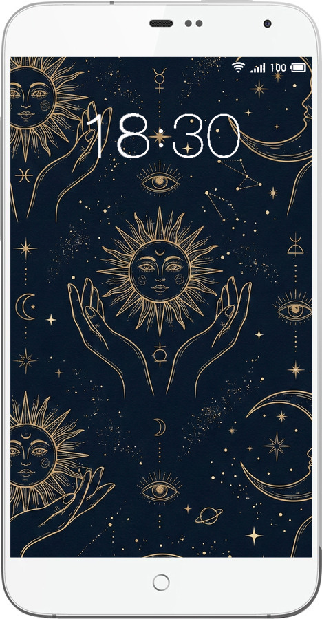 Силіконовий чехол Celestial Harmony: Sun & Moon Gold Mystic Pattern для Meizu MX3 - 6778u-310 изображение 