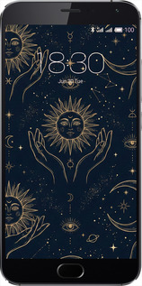 2D пластиковый чехол Celestial Harmony: Sun & Moon Gold Mystic Pattern для Meizu MX5 - 6778t-105 изображение 