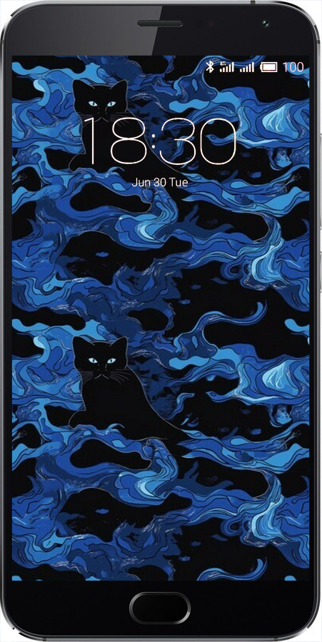 2D пластиковый чехол Абстрактный узор черных котов на синем фоне для Meizu MX5 - 6525t-105 изображение 