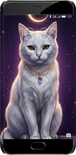 3D пластиковий матовий чехол Mystic White Cat Gothic Dark Purple Gold для Meizu MX6 - 6805m-259 изображение 