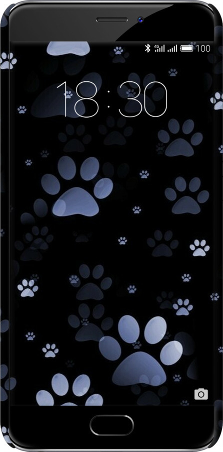 3D пластиковый матовый чехол С синими отпечатками лап для Meizu MX6 - 6441m-259 изображение 
