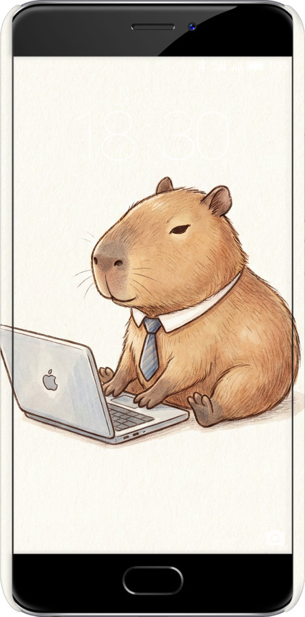 3D пластиковый матовый чехол Funny Capybara CEO Working для Meizu MX6 - 6777m-259 изображение 