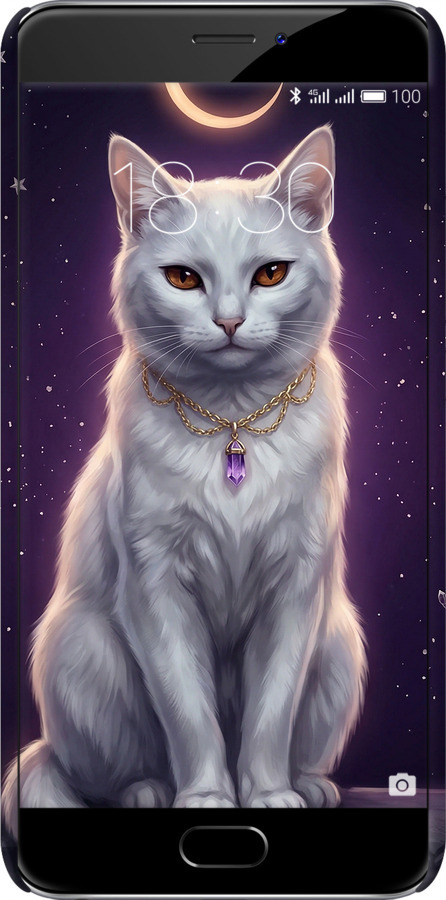 3D пластиковий матовий чехол Mystic White Cat Gothic Dark Purple Gold для Meizu MX6 - 6805m-259 изображение 