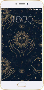 2D пластиковый чехол Celestial Harmony: Sun & Moon Gold Mystic Pattern для Meizu MX6 - 6778t-259 изображение 