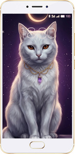 2D пластиковый чехол Mystic White Cat Gothic Dark Purple Gold для Meizu MX6 - 6805t-259 изображение 