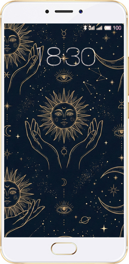 2D пластиковый чехол Celestial Harmony: Sun & Moon Gold Mystic Pattern для Meizu MX6 - 6778t-259 изображение 