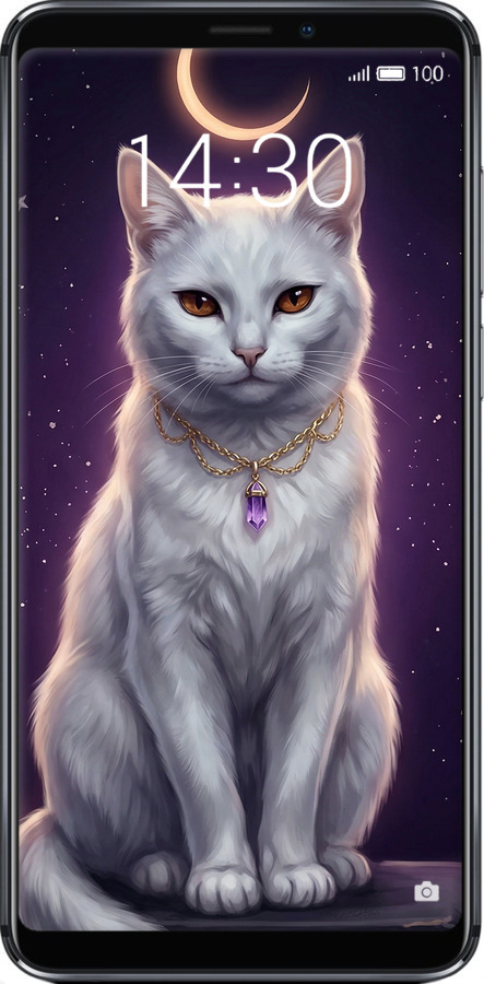 Силиконовый чехол Mystic White Cat Gothic Dark Purple Gold для Meizu Note 8 - 6805u-1610 изображение 