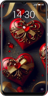 3D пластиковый матовый чехол Сердечки v4 для Meizu Note 9 - 5834m-1689 изображение 