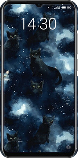 3D пластиковый матовый чехол Изображение Кошек с тёмной акварелью для Meizu Note 9 - 6521m-1689 изображение 