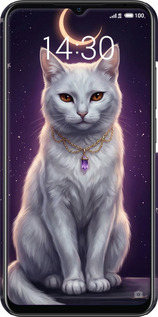 3D пластиковий матовий чехол Mystic White Cat Gothic Dark Purple Gold для Meizu Note 9 - 6805m-1689 изображение 