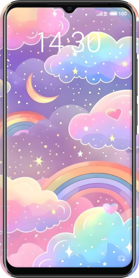 3D пластиковый матовый чехол Облака и радуга для Meizu Note 9 - 6312m-1689 изображение 