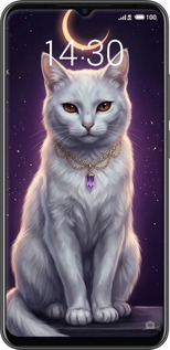 2D пластиковый чехол Mystic White Cat Gothic Dark Purple Gold для Meizu Note 9 - 6805t-1689 изображение 