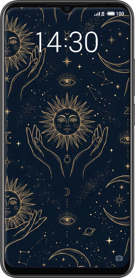 2D пластиковый чехол Celestial Harmony: Sun & Moon Gold Mystic Pattern для Meizu Note 9 - 6778t-1689 изображение 
