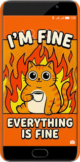 3D пластиковый матовый чехол Funny Cat для Meizu Pro 6 Plus - 6786m-678 изображение 