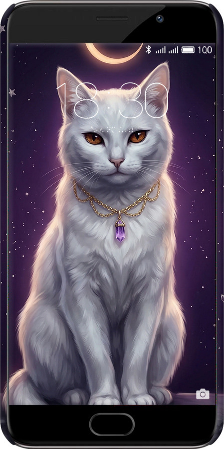 3D пластиковий матовий чехол Mystic White Cat Gothic Dark Purple Gold для Meizu Pro 6 Plus - 6805m-678 изображение 