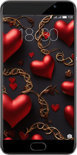 Силиконовый чехол Сердечки для Meizu Pro 6 Plus - 5831u-678 изображение 