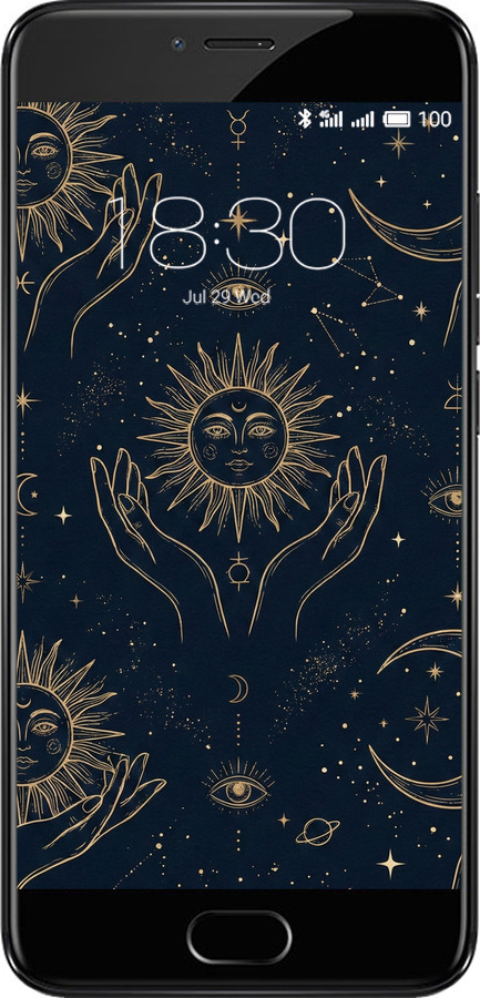 2D пластиковый чехол Celestial Harmony: Sun & Moon Gold Mystic Pattern для Meizu Pro 6 - 6778t-293 изображение 