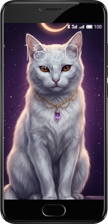 2D пластиковый чехол Mystic White Cat Gothic Dark Purple Gold для Meizu Pro 6 - 6805t-293 изображение 