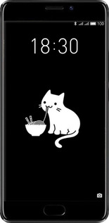 Силиконовый чехол С милым котом на черном фоне для Meizu Pro 7 Plus - 6528u-1131 изображение 