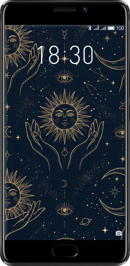 2D пластиковый чехол Celestial Harmony: Sun & Moon Gold Mystic Pattern для Meizu Pro 7 Plus - 6778t-1131 изображение 