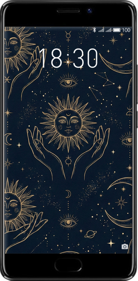 Силіконовий чехол Celestial Harmony: Sun & Moon Gold Mystic Pattern для Meizu Pro 7 - 6778u-1044 изображение 