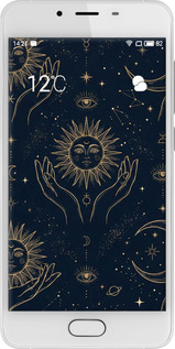 2D пластиковый чехол Celestial Harmony: Sun & Moon Gold Mystic Pattern для Meizu U10 - 6778t-415 изображение 