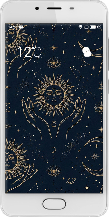 2D пластиковый чехол Celestial Harmony: Sun & Moon Gold Mystic Pattern для Meizu U10 - 6778t-415 изображение 