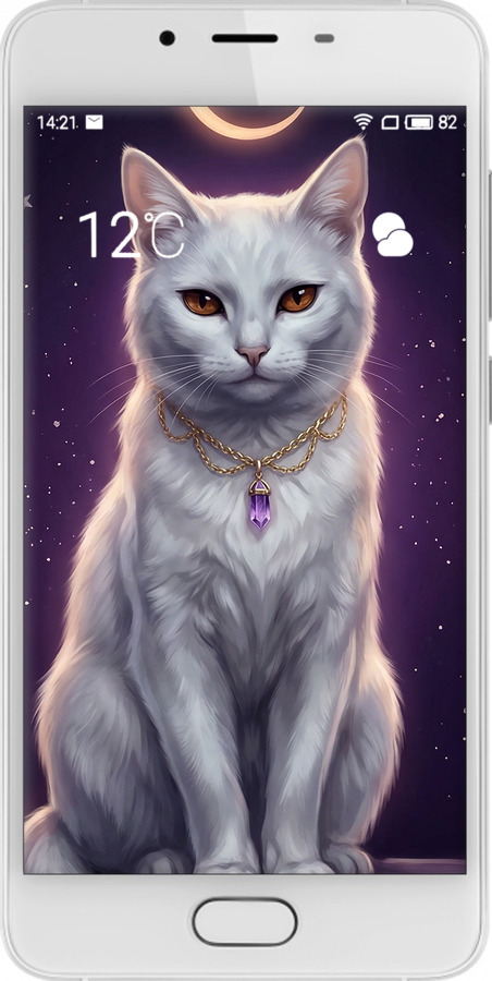 Силіконовий чехол Mystic White Cat Gothic Dark Purple Gold для Meizu U10 - 6805u-415 изображение 