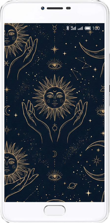 2D пластиковый чехол Celestial Harmony: Sun & Moon Gold Mystic Pattern для Meizu U20 - 6778t-416 изображение 